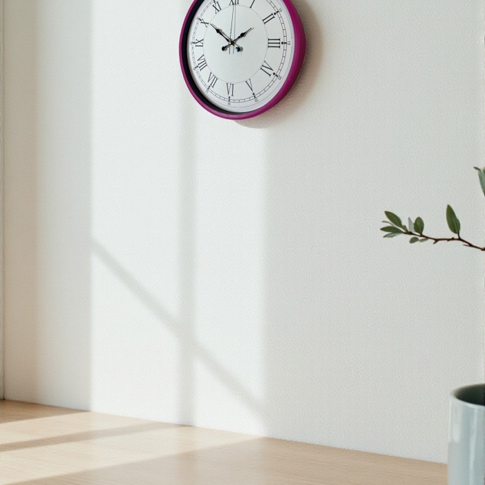 Biyomak® 36 Cm Pembe Dekoratif Duvar Saati