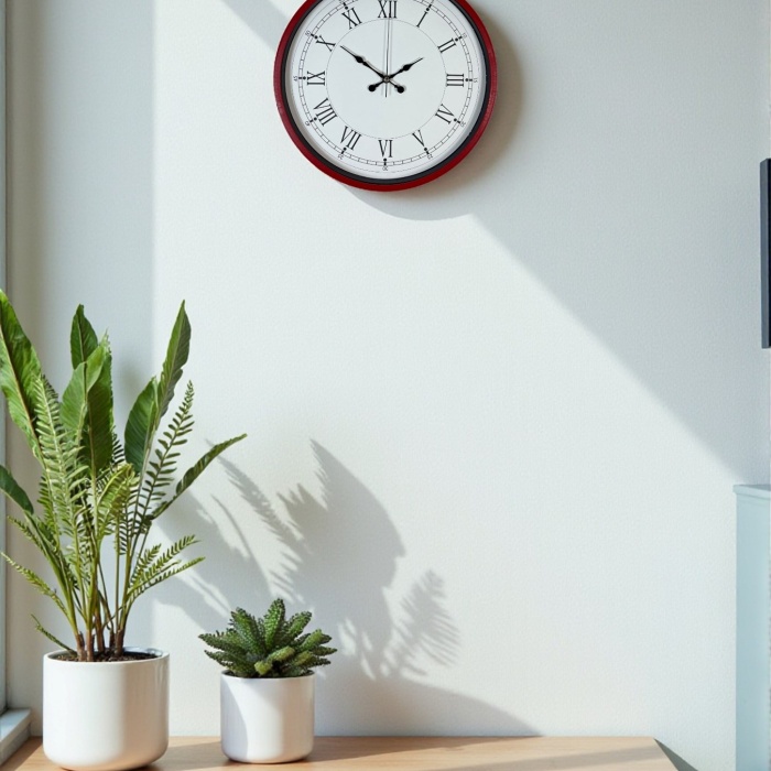 Biyomak® 36 Cm Kırmızı Dekoratif Duvar Saati