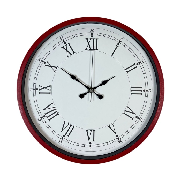 Biyomak® 36 Cm Kırmızı Dekoratif Duvar Saati