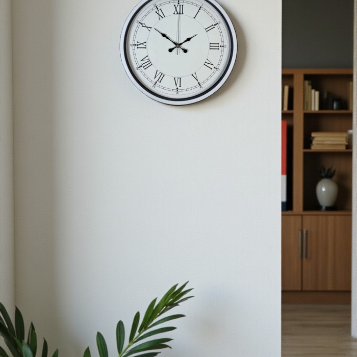 Biyomak® 36 Cm Beyaz Dekoratif Duvar Saati