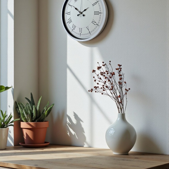 Biyomak® 36 Cm Beyaz Dekoratif Duvar Saati