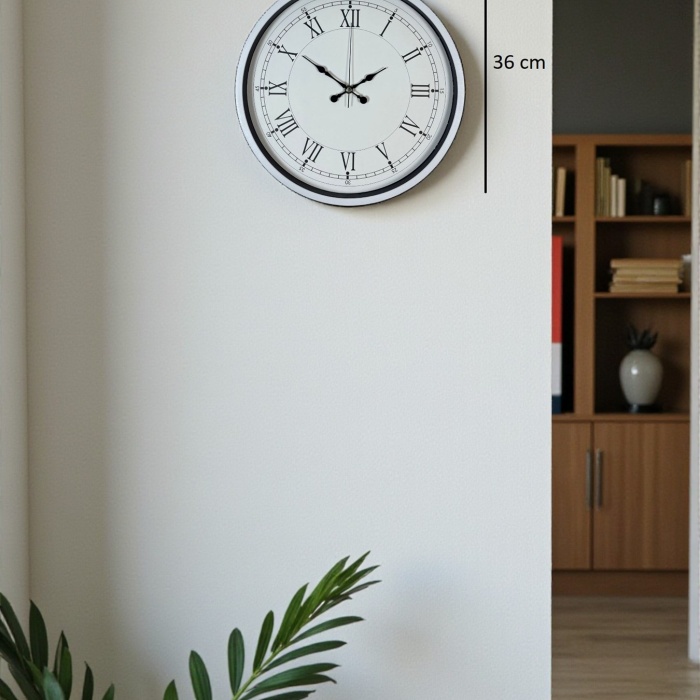 Biyomak® 36 Cm Beyaz Dekoratif Duvar Saati
