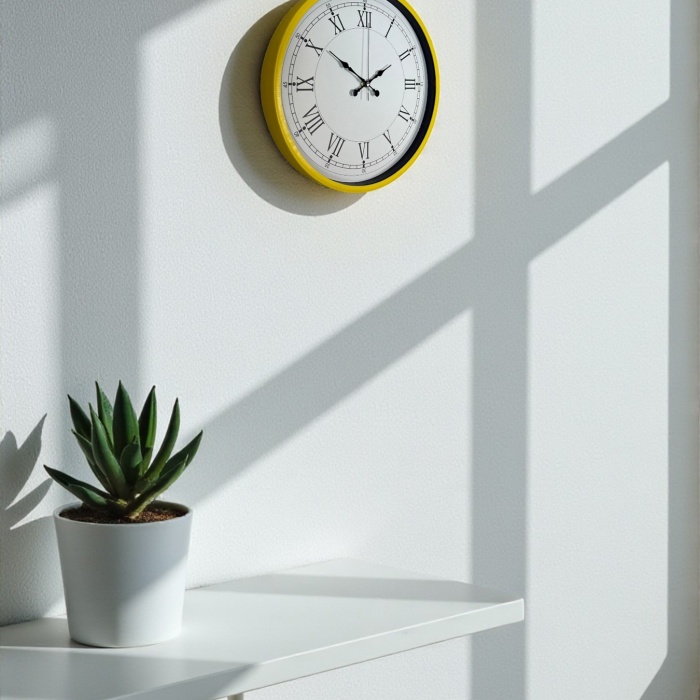 Biyomak® 36 Cm Sarı Dekoratif Duvar Saati