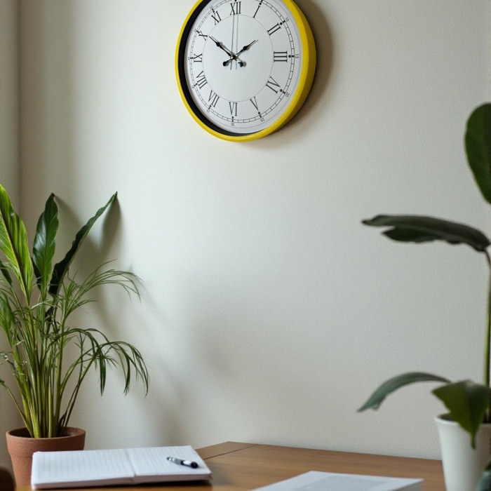 Biyomak® 36 Cm Sarı Dekoratif Duvar Saati
