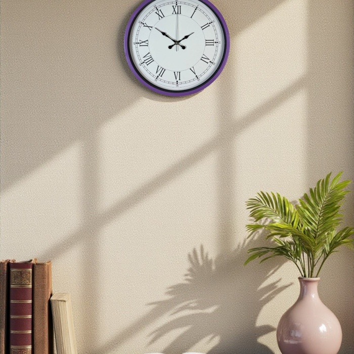 Biyomak® 36 Cm Mor Dekoratif Duvar Saati