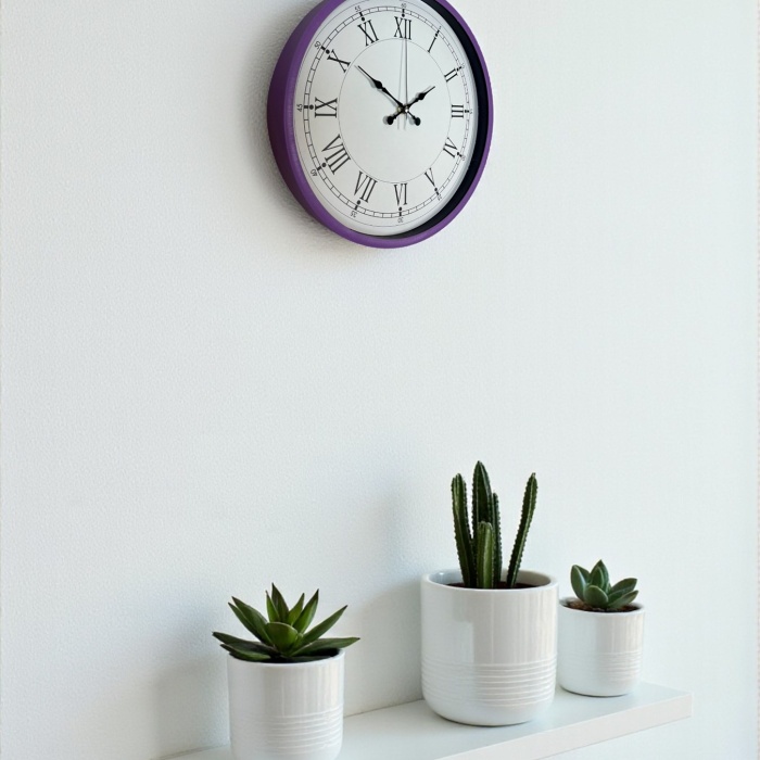 Biyomak® 36 Cm Mor Dekoratif Duvar Saati