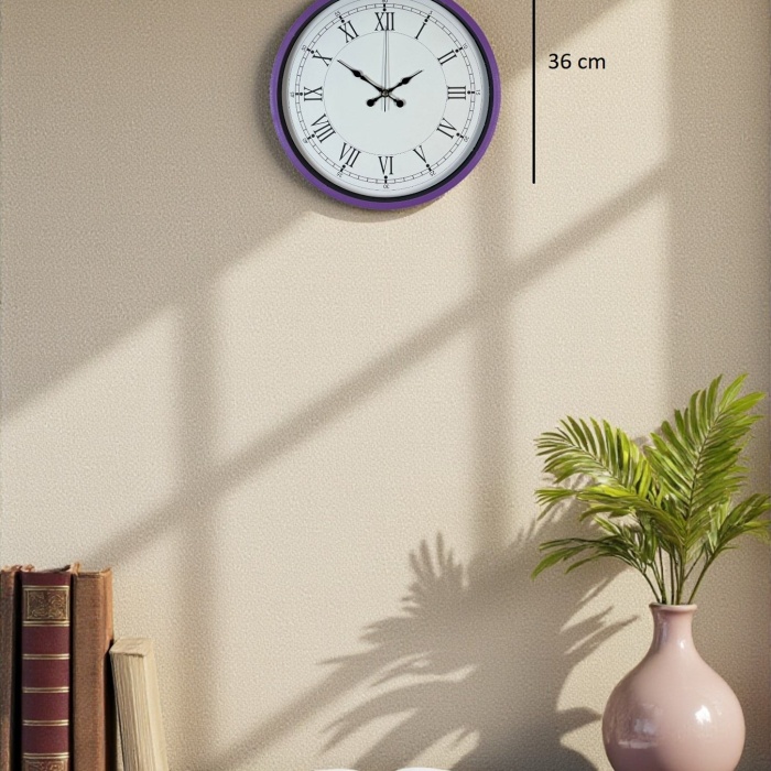 Biyomak® 36 Cm Mor Dekoratif Duvar Saati