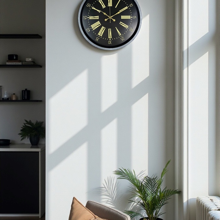 Biyomak® 36 Cm Gri Dekoratif Duvar Saati