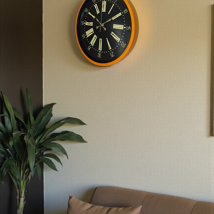 Biyomak® 36 Cm Turuncu Dekoratif Duvar Saati