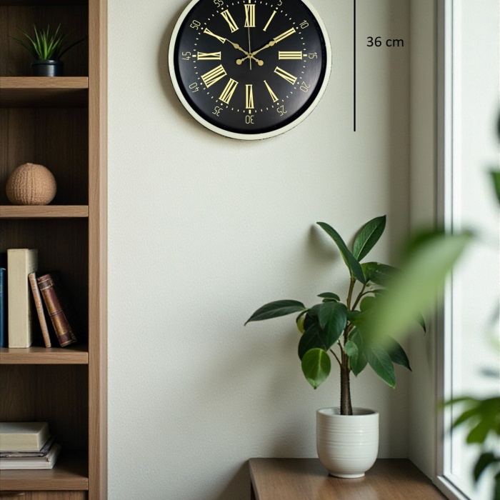 Biyomak® 36 Cm Krem Dekoratif Duvar Saati