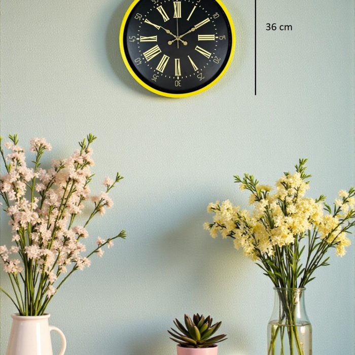 Biyomak® 36 Cm Sarı Dekoratif Duvar Saati