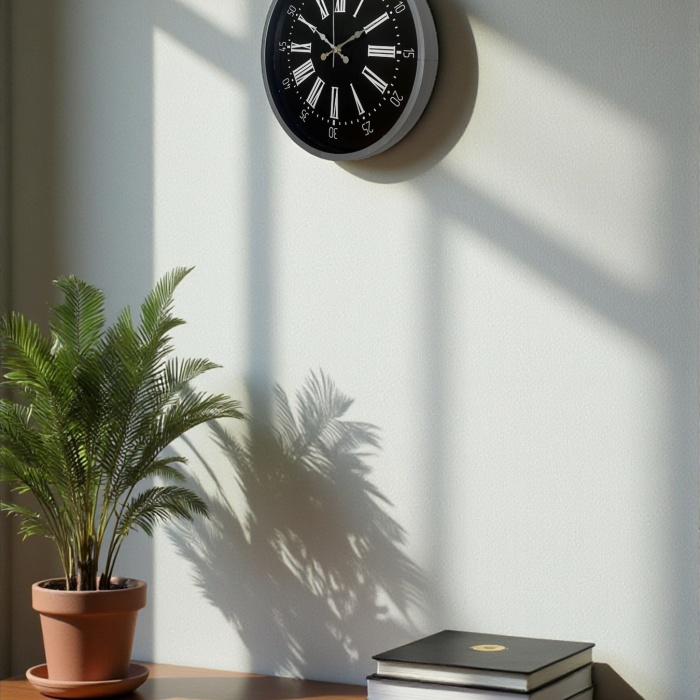 Biyomak® 36 Cm Gri Dekoratif Duvar Saati