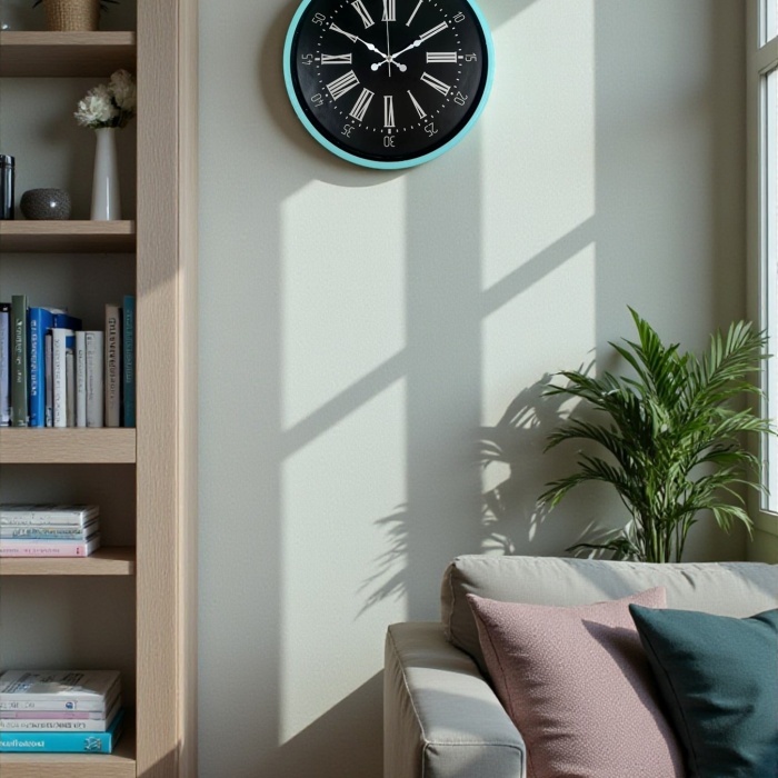 Biyomak® 36 Cm Turkuaz Dekoratif Duvar Saati