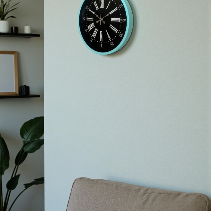 Biyomak® 36 Cm Turkuaz Dekoratif Duvar Saati