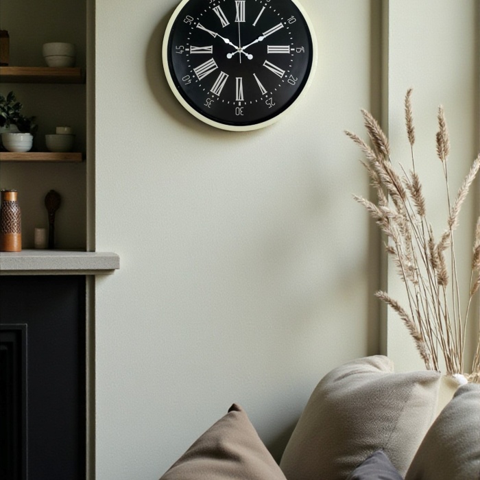 Biyomak® 36 Cm Krem Dekoratif Duvar Saati