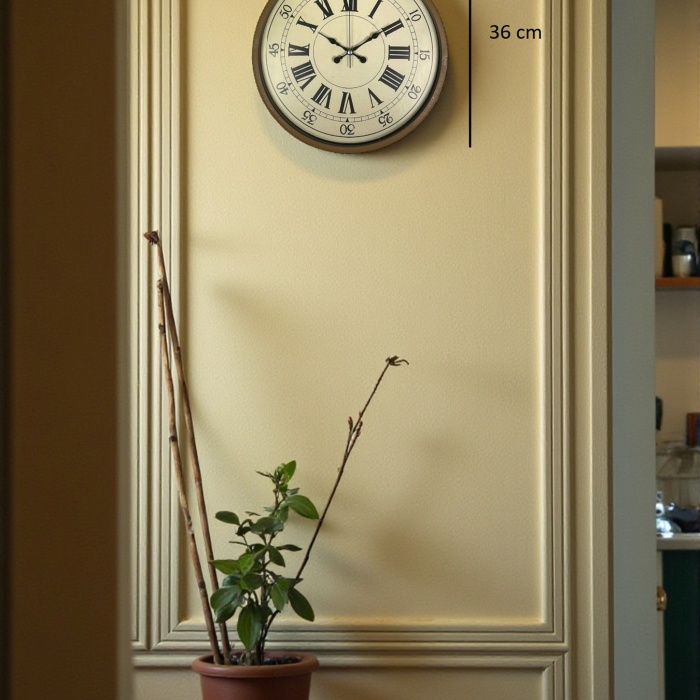 Biyomak® 36 Cm Kahverengi Dekoratif Duvar Saati