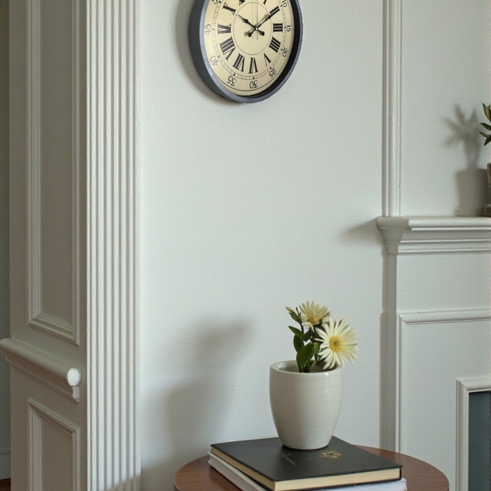 Biyomak® 36 Cm Gri Dekoratif Duvar Saati