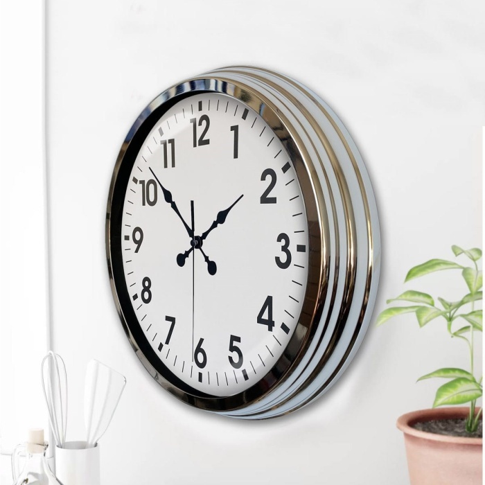 Biyomak® 40 Cm Krom Elegance Duvar Saati