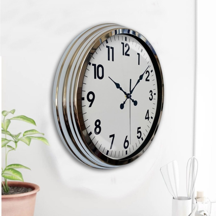 Biyomak® 40 Cm Krom Elegance Duvar Saati