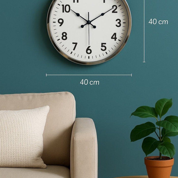 Biyomak® 40 Cm Krom Elegance Duvar Saati