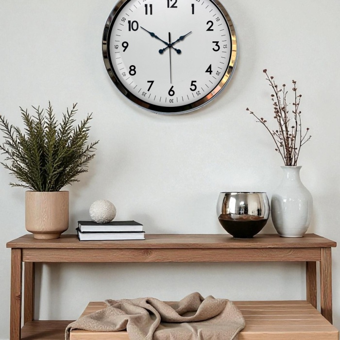 Biyomak® 40 Cm Krom Elegance Duvar Saati