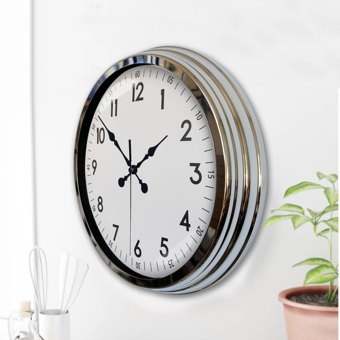 Biyomak® 40 Cm Krom Elegance Duvar Saati