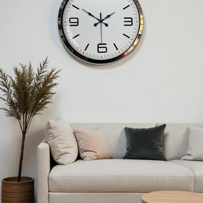 Biyomak® 40 Cm Krom Elegance Duvar Saati