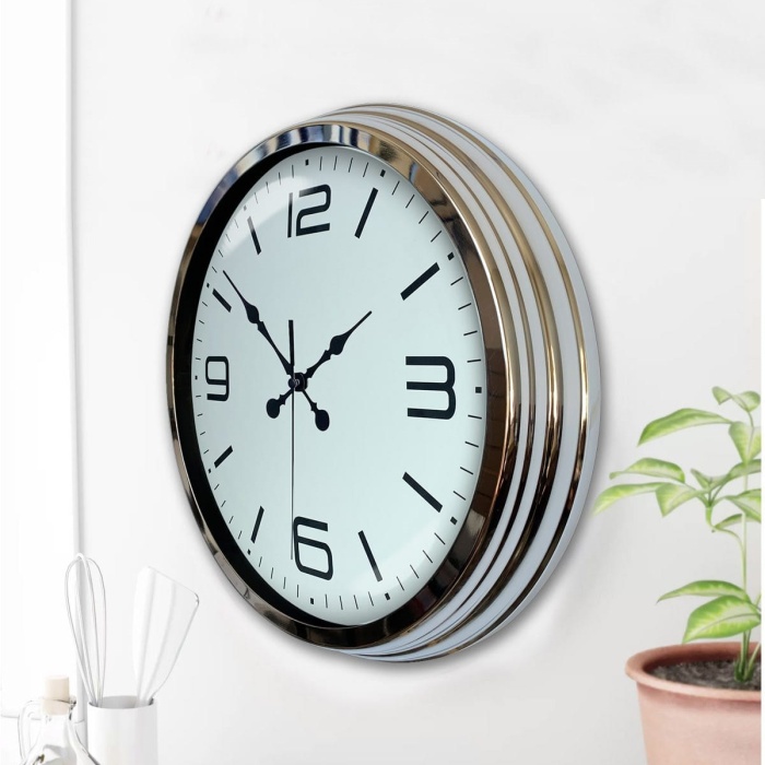 Biyomak® 40 Cm Krom Elegance Duvar Saati