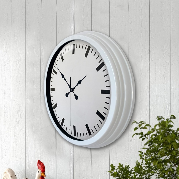 Biyomak® 40 Cm Beyaz Klasik Duvar Saati