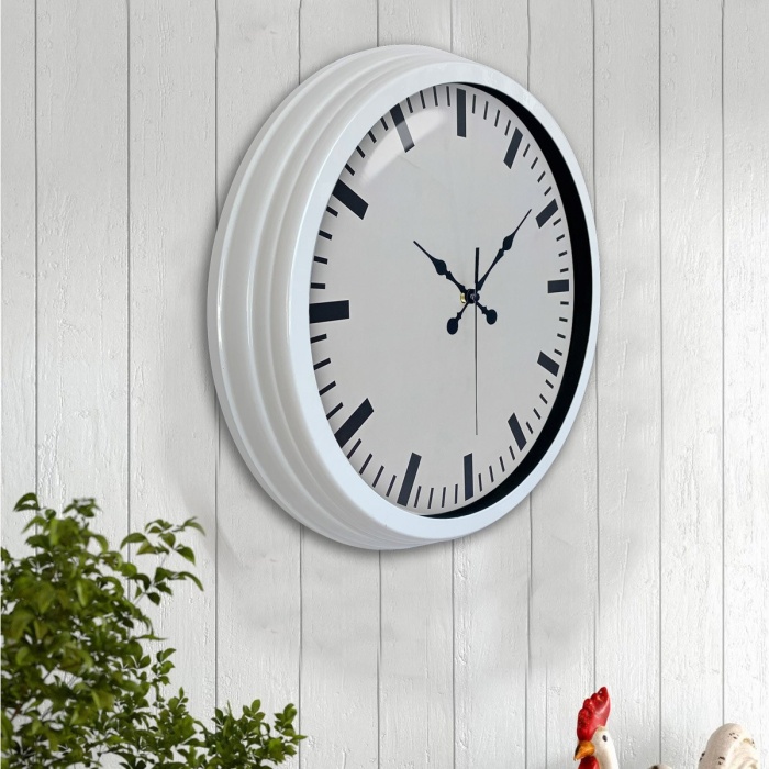 Biyomak® 40 Cm Beyaz Klasik Duvar Saati