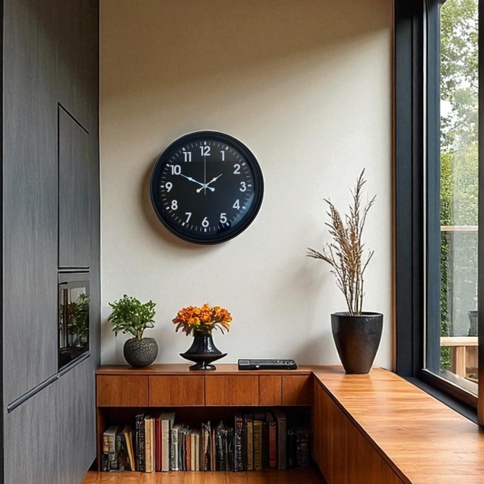 Biyomak® 40 Cm Siyah Şık Duvar Saati