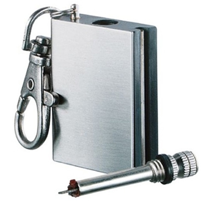 Biyomak® Benzinli Kibrit Çakmak Magnezyum Çubuklu Anahtarlıklı Benzinli Metal Kibrit Gümüş