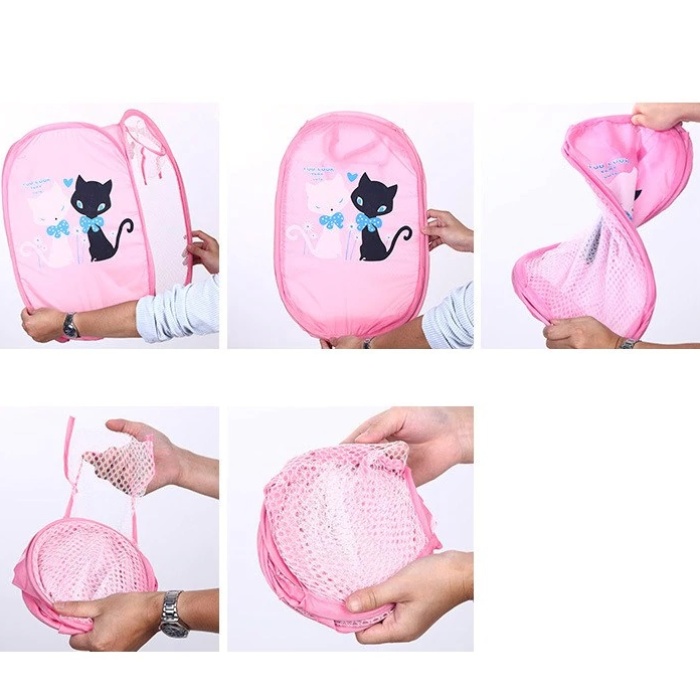 ® Karikatür Figürlü Katlanır  File Oyuncak Ve Çamaşır Sepeti