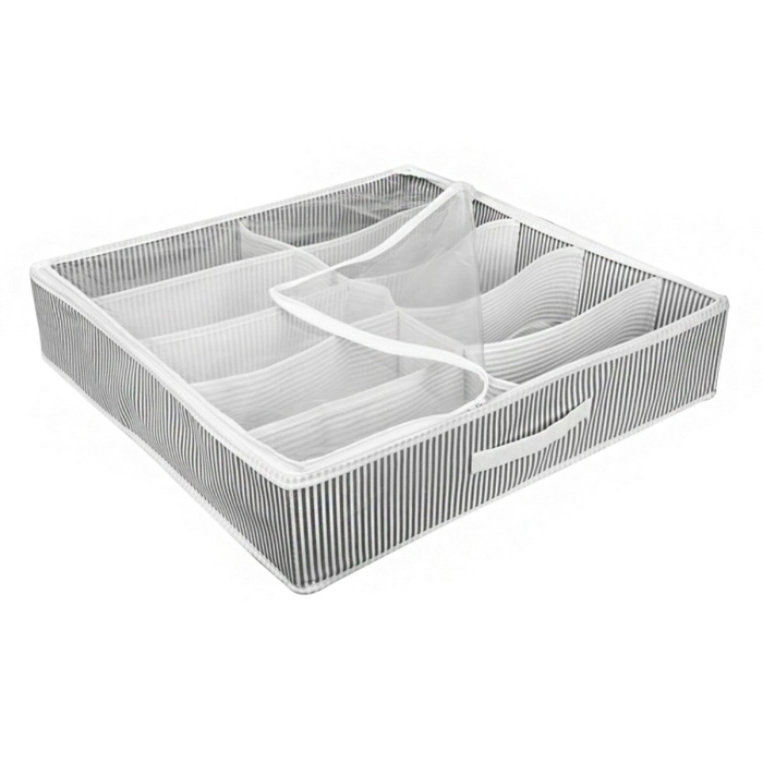 Biyomak® Ayakkabı Saklama Çantası 12 Bölmeli Shoes Under Ayakkabı Hurcu - Siyah Beyaz