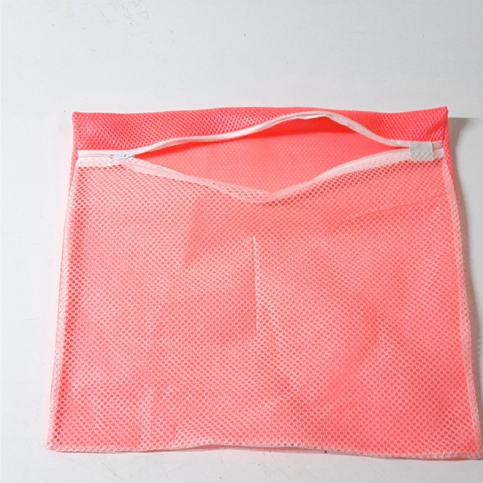 ® Pembe Fermuarlı - Hassas Çamaşır Terlik  Ayakkabı Yıkama Filesi Büyük Boy