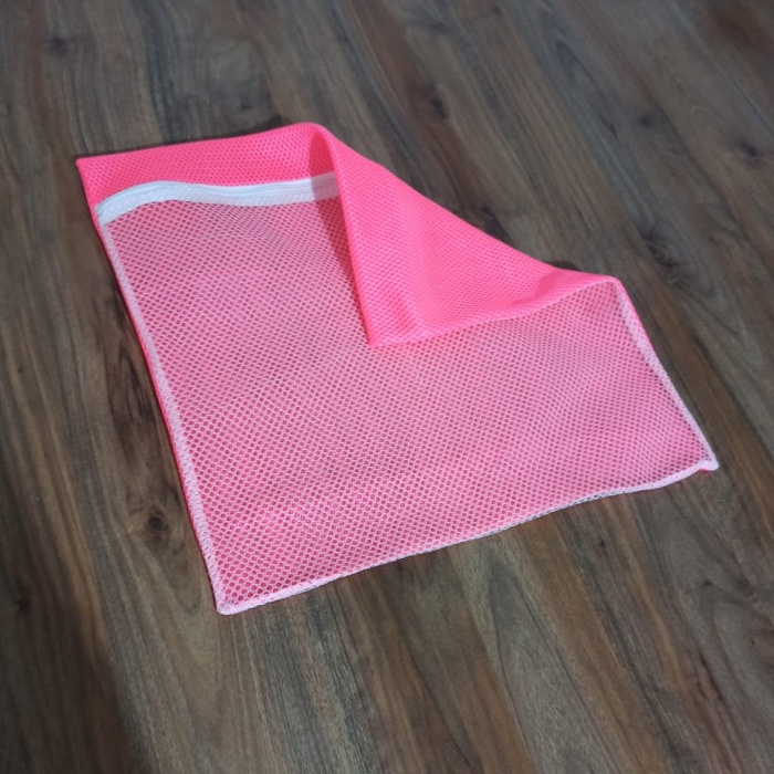 ® Pembe Fermuarlı - Hassas Çamaşır Terlik  Ayakkabı Yıkama Filesi Büyük Boy