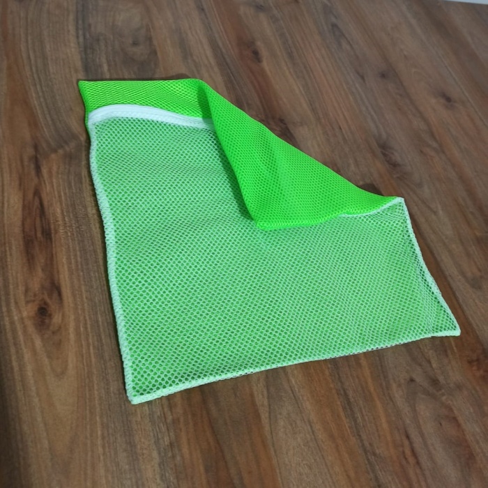 ® Yeşil - Fermuarlı - Hassas Çamaşır Terlik  Ayakkabı Yıkama Filesi Büyük Boy