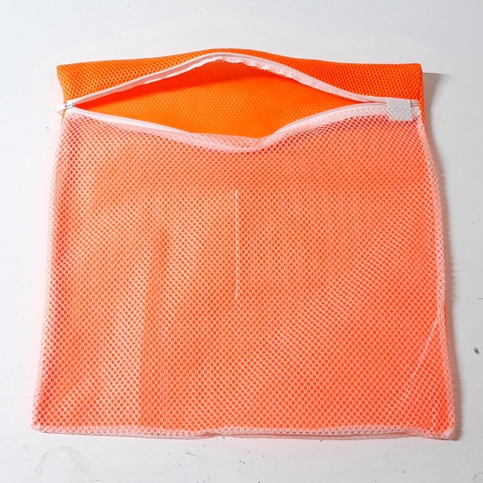 ® Turuncu - Fermuarlı - Hassas Çamaşır Terlik  Ayakkabı Yıkama Filesi Büyük Boy