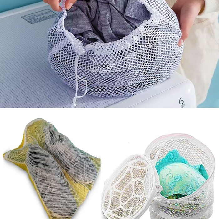 ® 3lü Yıkama File Seti - Ayakkabı Filesi-Plastik Aparatlı Sütyen Yıkama- Çamaşır Yıkama Filesi