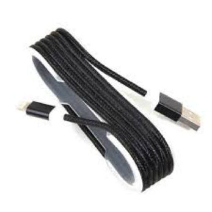 ® Yeni Ürün  Phone Örgü Şeklinde Renkli Çelik Şarj Data Kablosu - Siyah