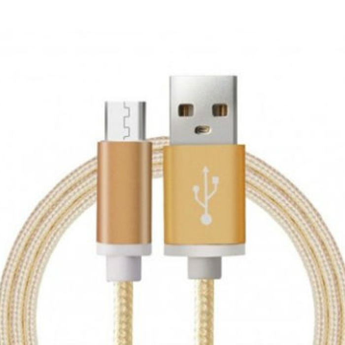 ® Yeni Ürün Android Örgü Şeklinde Renkli Çelik Şarj Data Kablosu - Gold
