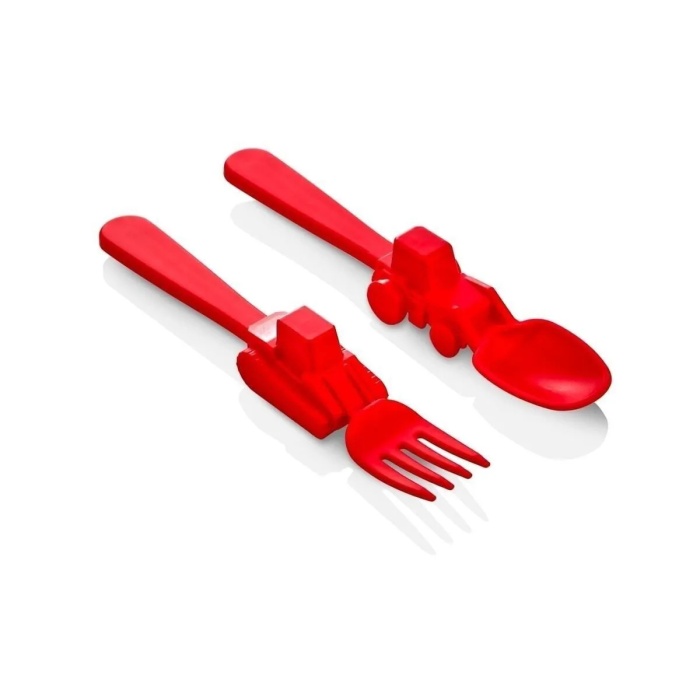 ® Figürlü Mama Çatal Kaşık Seti - Kırmızı