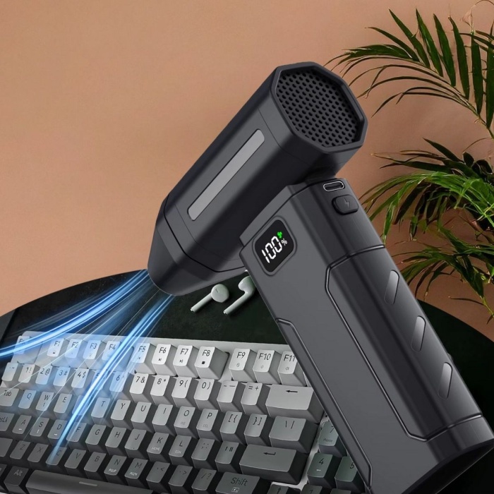 Biyomak® USB Şarjlı Güçlü Hava Üflemeli Toz Temizleyici Araç İçi, Klavye, PC ve Elektronik Cihaz Temizlik Cihazı X8 Jetfan