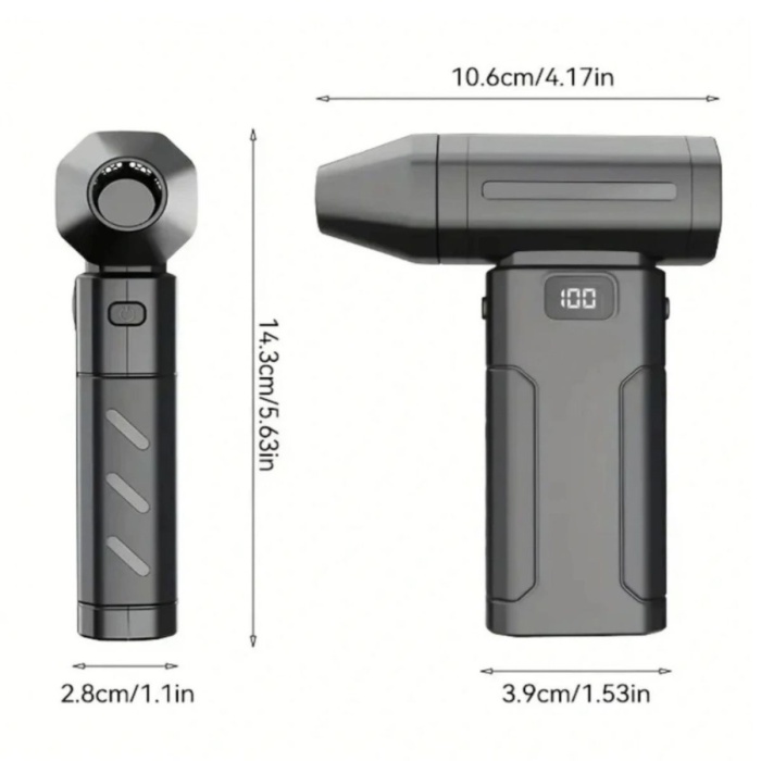 Biyomak® USB Şarjlı Güçlü Hava Üflemeli Toz Temizleyici Araç İçi, Klavye, PC ve Elektronik Cihaz Temizlik Cihazı X8 Jetfan