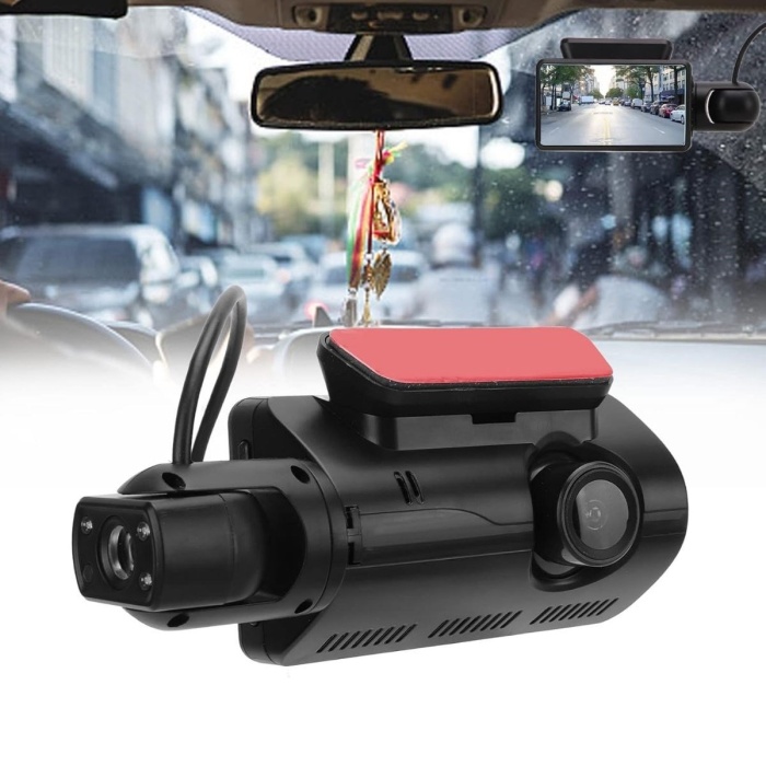Biyomak® Araç İçi & Dışı Çift Lensli WiFi Kamera – 1080P HD,Gece Görüşlü, G-Sensörlü DVR Dashcam