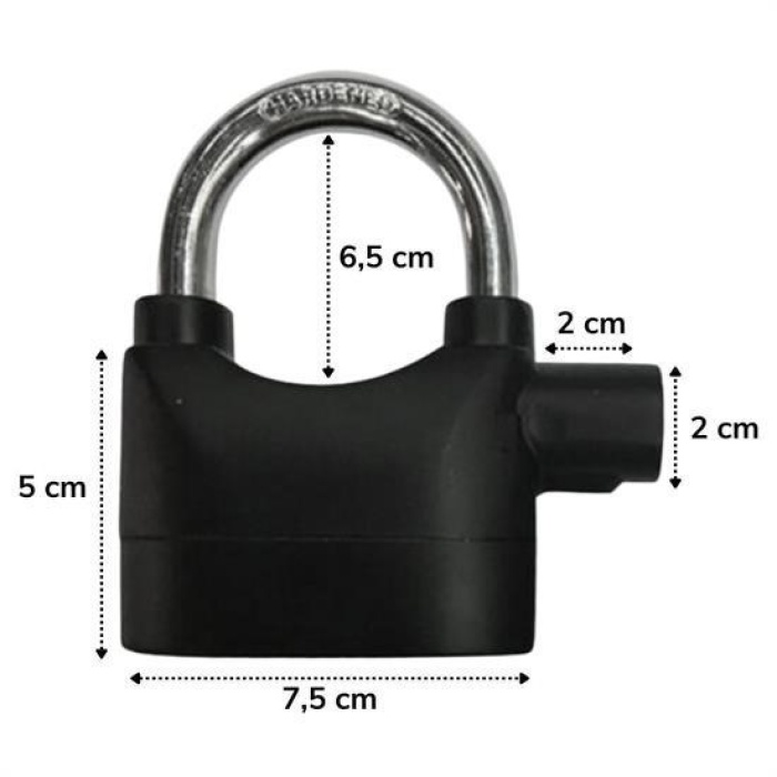 Biyomak® Desibel Siyah Alarmlı Çok Fonksiyonlu Ekstra Güvenlikli Kare Asma Dolap Kilidi