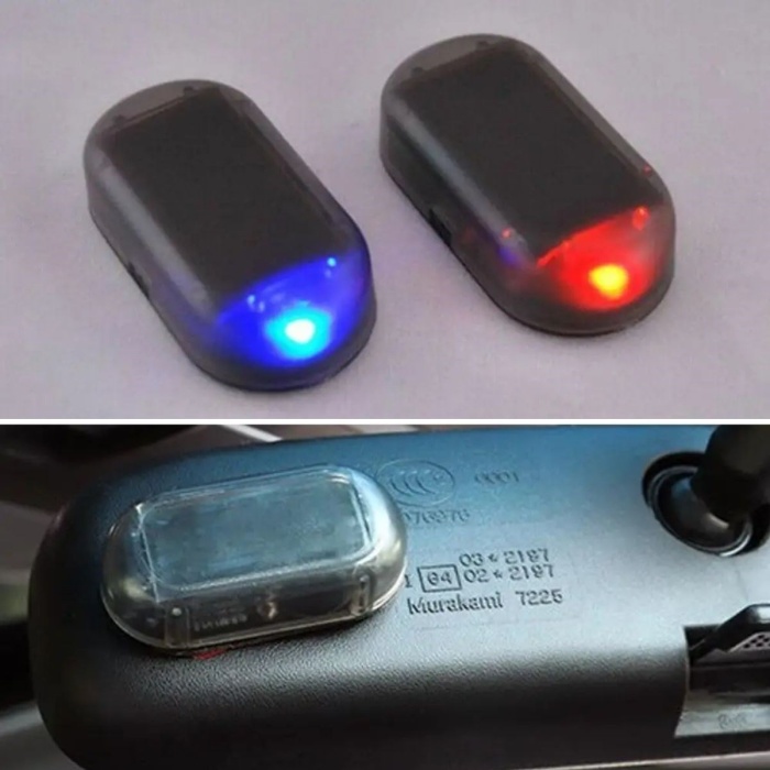 ®  Araç İçin Caydırıcı Solar Enerji İle Şarj Olan  Güçlü Yapışkanlı Işıklı Plastik Mini Sahte Alarm