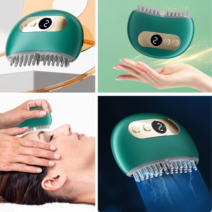 Biyomak® 1 Adet Akıllı Elektrik Akımlı EMS Titreşimli Masaj Tarağı Kademeli Yüz Masaj Aleti Aparatı