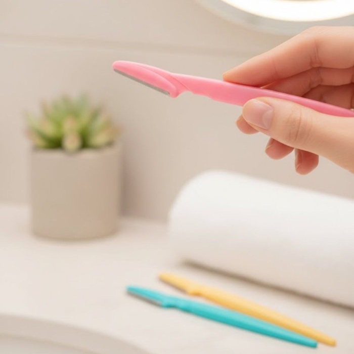 Biyomak® 3’lü Kadın Kaş Usturası Seti – Hassas Ciltler İçin Güvenli Yüz Tüy Temizleme Bıçağı