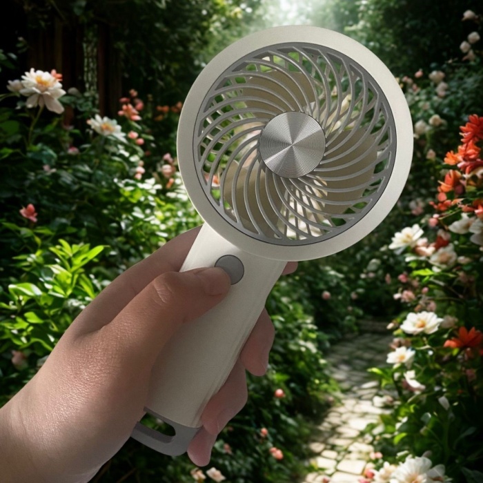 Biyomak®  USB ile Şarj Olabilen 3 Ayarlı Fan Modlu Çanta Tipi El Fanı